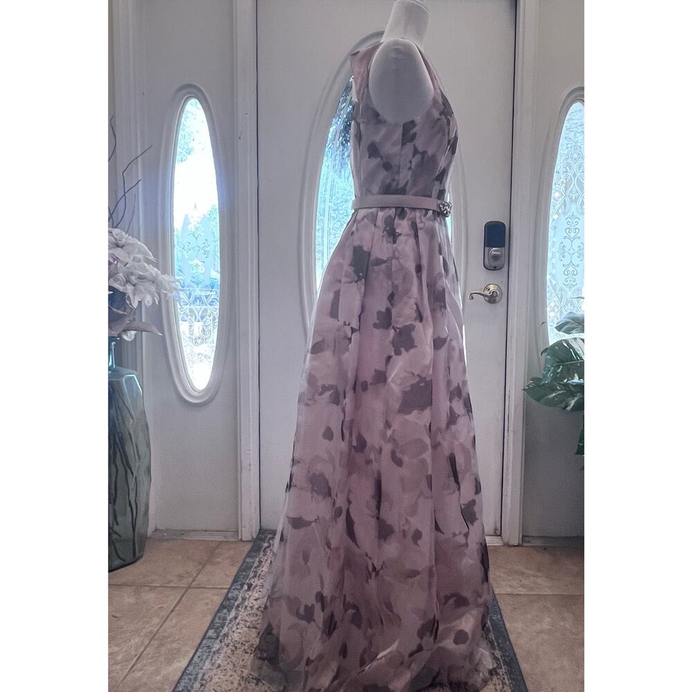 NWOT Eliza J Floral Organza Embellished Champagne Metallic Jacquard Ball Gown 6 - Picture 4 of 12